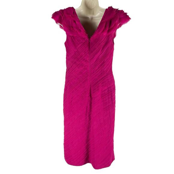 Tadashi Shoji Puff Shoulder Ruffle Cocktail Dress Pink Size 8 - Picture 5 of 9